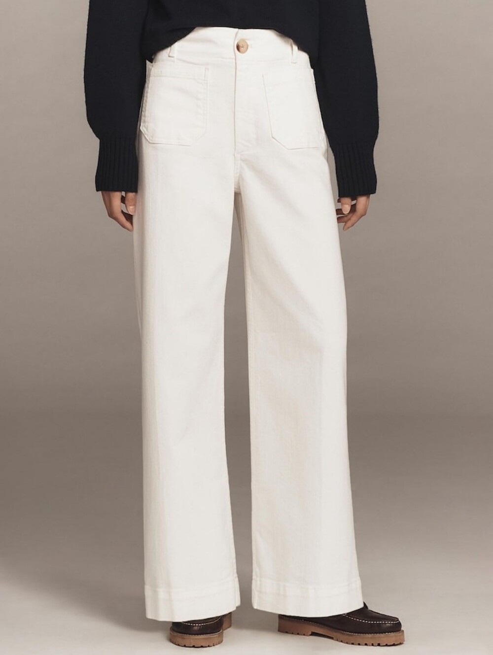 Maeve Wide-Leg Flare Jeans in White